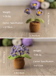 Handcrafted crochet flower potted plant mini yarn flower car ornament home decor