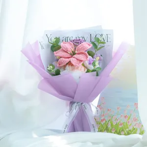 Bouquet di gigli all'uncinetto fatto a mano in lana simulazione regalo per insegnante
