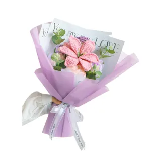 Bouquet di gigli all'uncinetto fatto a mano fiore lavorato a maglia regalo per insegnanti