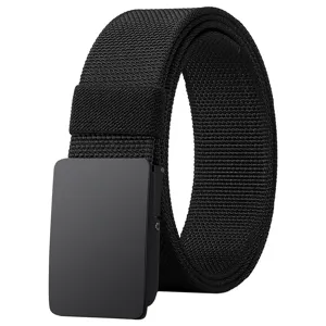 Men Tactical Stretch Belt Woven Nylon Canvas Belt With Alloy Automatic Buckle Casual Outdoor Training Versatile Trouser Belt