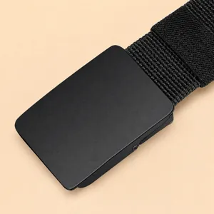 Men's tactical elastic belt casual outdoor woven canvas belt with automatic metal buckle main