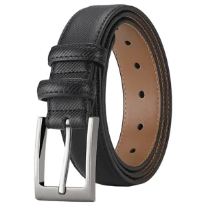 Men Genuine Leather Belt Business Casual Pin Buckle Belt Embossed Design Men Waistband Fashion Accessories