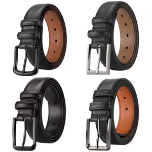 Men Business Casual Leather Belt Pin Buckle Cowhide Alloy Metal Buckle Adjustable Fashion Pants Belt For Daily Commute
