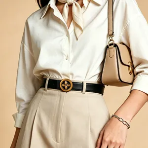 Elegant women's black leather belt featuring a chic gold circular buckle, versatile and stylish.