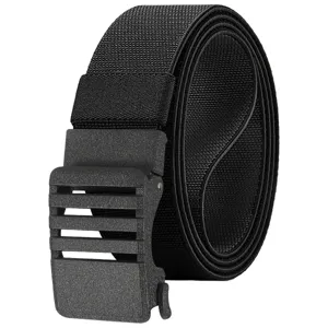 Men's Tactical Belt Automatic Buckle Nylon Canvas Webbing Elastic Belt Adjustable Outdoor Sports Casual Belt