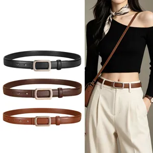 Women's Genuine Split Cowleather Belt Minimalist Casual Metal Pin Buckle Belt For Jeans Fashion Ladies Waist Belt