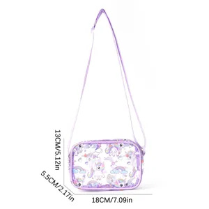 Kids cute unicorn crossbody bag purple casual shoulder bag adjustable strap coin purse