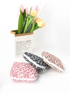 Trousse de maquillage portable à motif floral petit sac de rangement pour serviettes hygiéniques