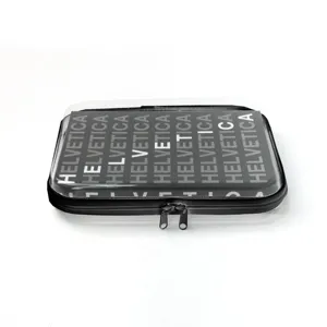 Transparent PET travel storage bag hardshell cosmetic makeup organizer zipper case.