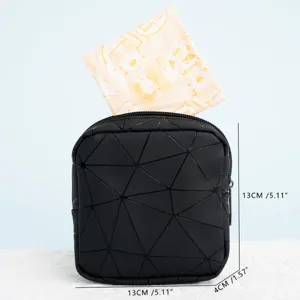 Waterdichte PU leer menstruatieverband tas draagbare make-up etui organizer zwart 13cm