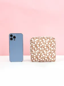Sac de rangement pour serviettes hygieniques a fleurs mignon portefeuille de maquillage