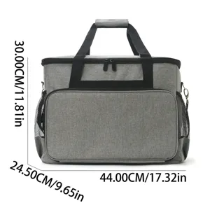 Grey sewing machine storage bag large capacity portable household travel organizer handbag.