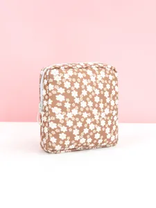 Jolie pochette hygiénique à fleurs sac cosmétique portable fermeture éclair mini rangement