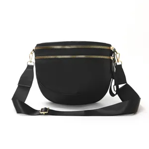 Women black oxford cloth cross-body shell bag waterproof fashion versatile shoulder bag.