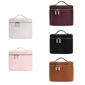 Large Capacity Litchi Pattern Leather Cosmetic Bag Travel Portable Toiletry Bag Waterproof Makeup Storage Bag For Women