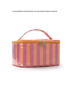 Colorful striped cosmetic bag travel portable makeup organizer wash storage bag daily