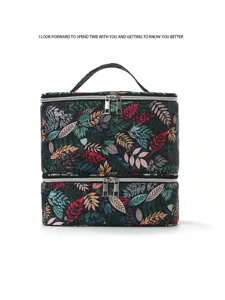 Astuccio per cosmetici a doppio strato per smalto borsa organizzatore trucco portatile capiente