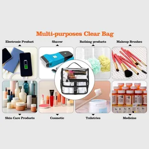 Clear PVC travel cosmetic bag multi-functional waterproof toiletry storage bag detail view.