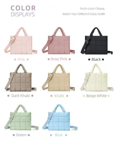 Women quilted puffer tote bag large capacity casual shoulder crossbody bag multi color options