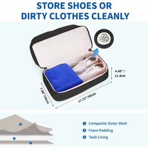 Portable travel shoe bag with ventilation hole and multi-layer structure for clean packing.