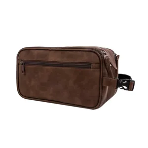 Neceser de viaje para hombre gran capacidad bolsa de maquillaje portátil en estilo marrón.