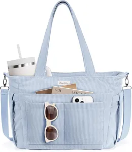 Large capacity corduroy tote bag shoulder handbag for casual travel, stylish and portable.