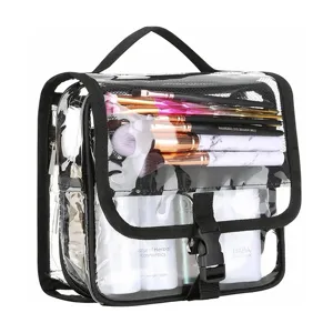 Clear waterproof PVC makeup bag large capacity travel cosmetic pouch portable toiletry bag