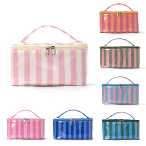 Travel Cosmetic Bag Waterproof Portable Makeup Organizer Multifunctional Wash Bag Stripe Polka Dot Toiletry Bag For Women