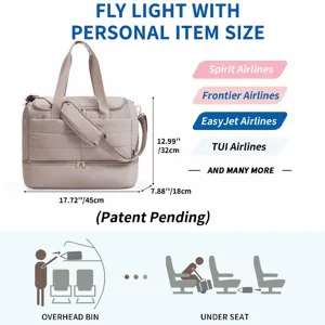 Quilted travel duffel bag for women, lightweight carry-on bag with airline size.