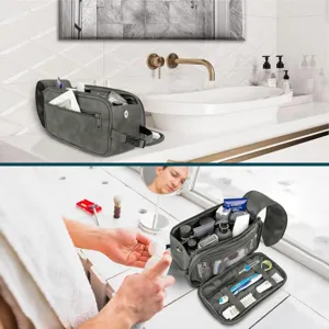 Gran capacidad bolsa de aseo impermeable para hombre organizador cosmetico de viaje practico.