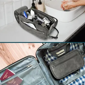 Bolsas de Aseo Grandes para Hombre Impermeables Colgantes Organizador De Viaje Gris