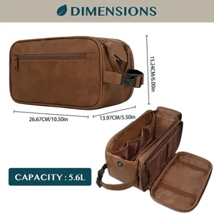 Bolsa de aseo de viaje de gran capacidad para hombre neceser de maquillaje de PU