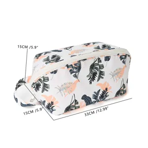 Trousse de toilette de voyage a fleurs grande capacite pochette de maquillage avec poignee