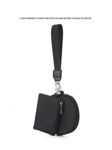 Black multi-pouch wristlet nylon modular coin purse with strap set for women daily use.