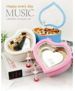 Heart shaped dancing ballerina music box, sweet melody gift for girls and kids.