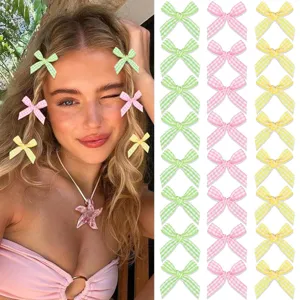 Fermaglio per Capelli con Fiocco in Nastro a Quadri Stile Preppy Forcina Gingham Accessori per Capelli Carini per Donna Ragazza Decorazione Capelli Quotidiana