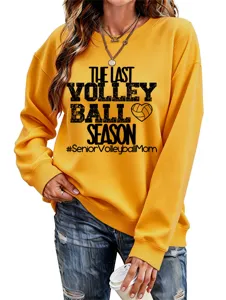Damen Volleyball Langarm Sweatshirt Freizeit Rundhals Pullover gelbes Oberteil