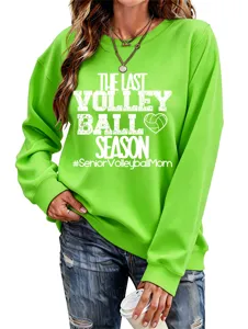 Grüner Volleyball-Mom Langarm-Sweatshirt, lässiges Sport-Oberteil für Damen und Fans.