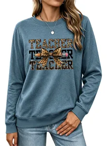 Sudadera Mujer Profesor Leopardo Lazo Lápiz Manga Larga Cuello Redondo Casual Top