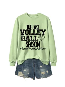 Damen Freizeit Volleyball Saison Sweatshirt und Jeansshorts Set stilvolles Langarm Top
