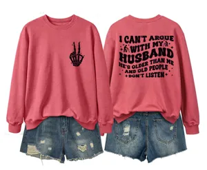Detailed close-up view of the funny printed casual long sleeve sweatshirt and shorts set.