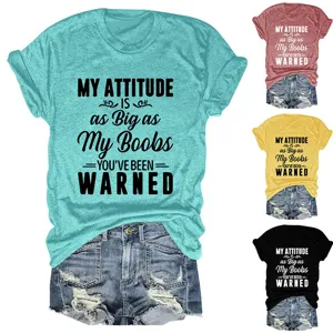 Dames korte mouw t-shirt casual grappige slogan zomer comfortabele ronde hals top