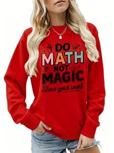 Rotes Damen Langarm Sweatshirt mit lustigem Mathe-Druck für einen modischen Freizeit-Look.