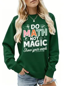 Damen lustige mathematik grafik langarm rundhals sweatshirt freizeit pullover winter