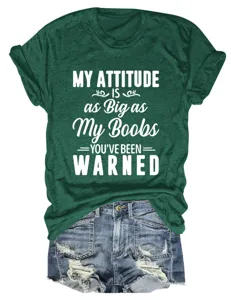 Gedetailleerd overzicht van het donkergroene dames-t-shirt met grappige quote opdruk en casual stijl.