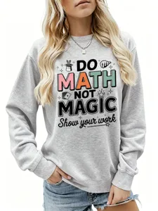 Grauer Damen Pullover mit Rundhalsausschnitt, langem Arm und tollem Grafikprint.