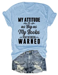 Casual lichtblauw korte mouw t-shirt voor dames met grappige quote opdruk dagelijks.