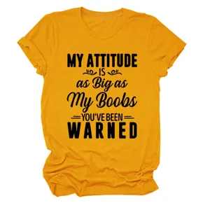 Dames casual korte mouw t-shirt grappige letterprint geel ronde hals zomertop mode