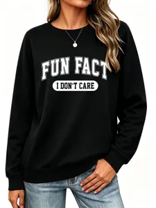 Fun Fact I Don't Care Sweat-shirt Femme Manches Longues Pull Confortable Tendance