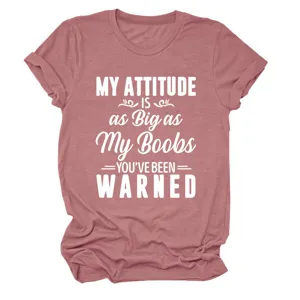 Casual dames korte mouw ronde hals t-shirt met grappige letteropdruk voor dagelijks comfort.